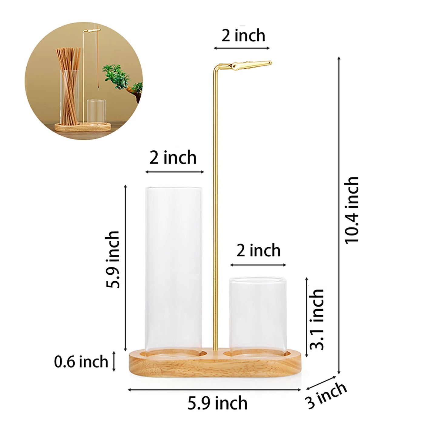 2 In 1 Incense Holder With Glass Ash Catcher And Sticks Organizer