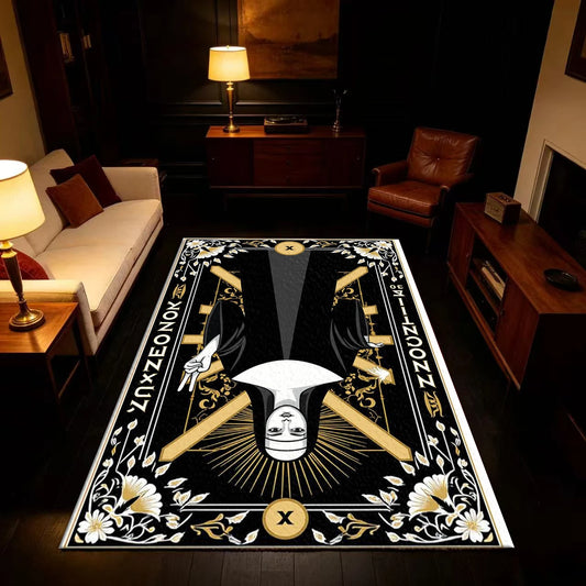 Vintage Gothic Tarot Nun Art Rug With Secure Rubber Backing