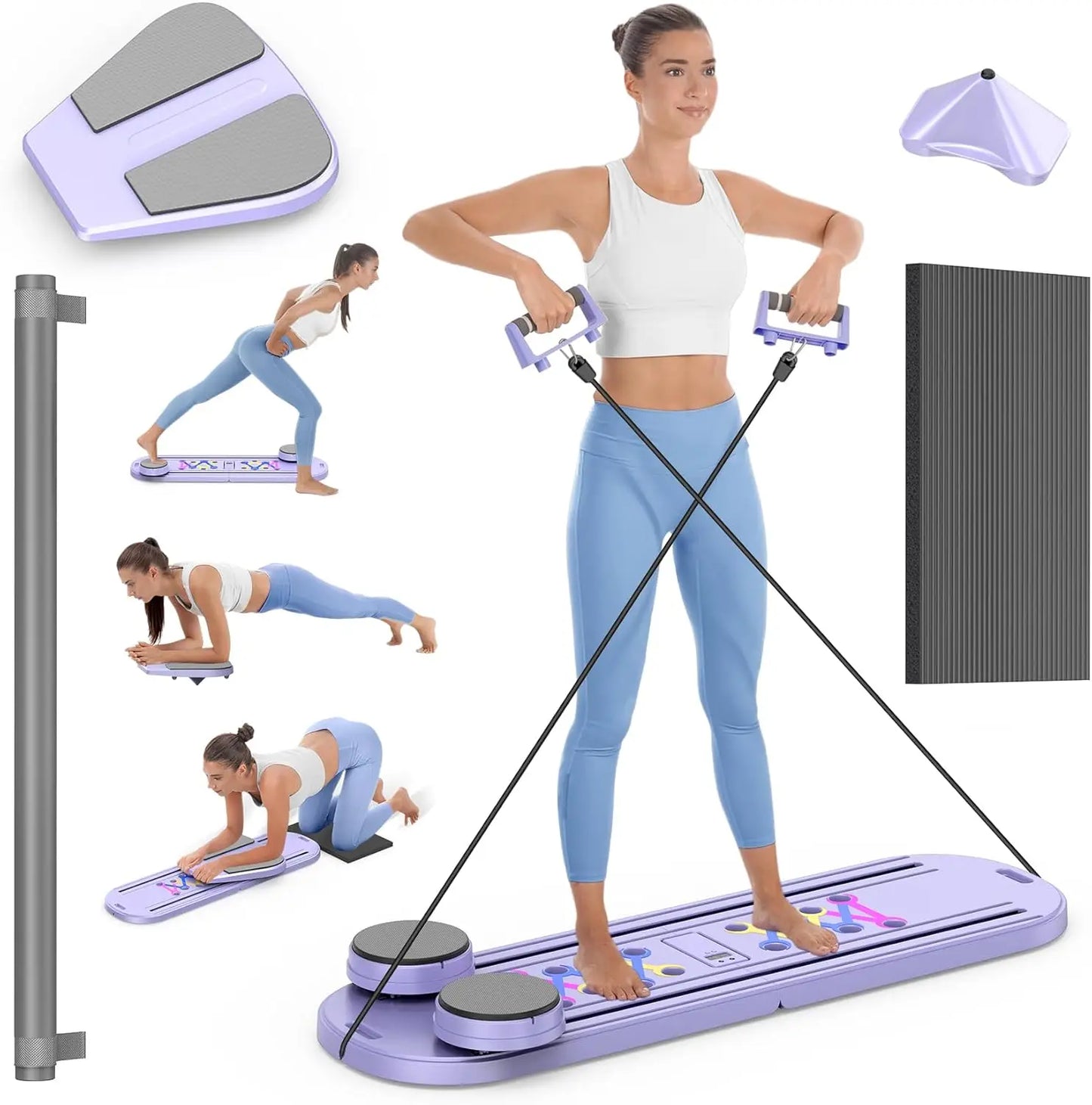 Foldable Pilates Reformer 7 In 1 Multipurpose Equipment Core Trainer