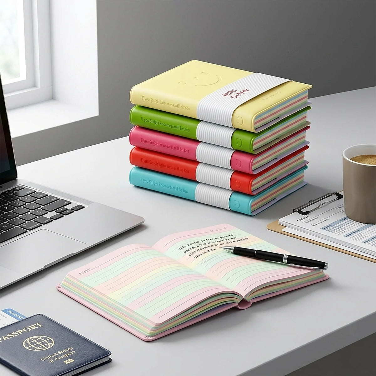 Six Pack Mini Pocket Notebooks With Leather Cover For Work