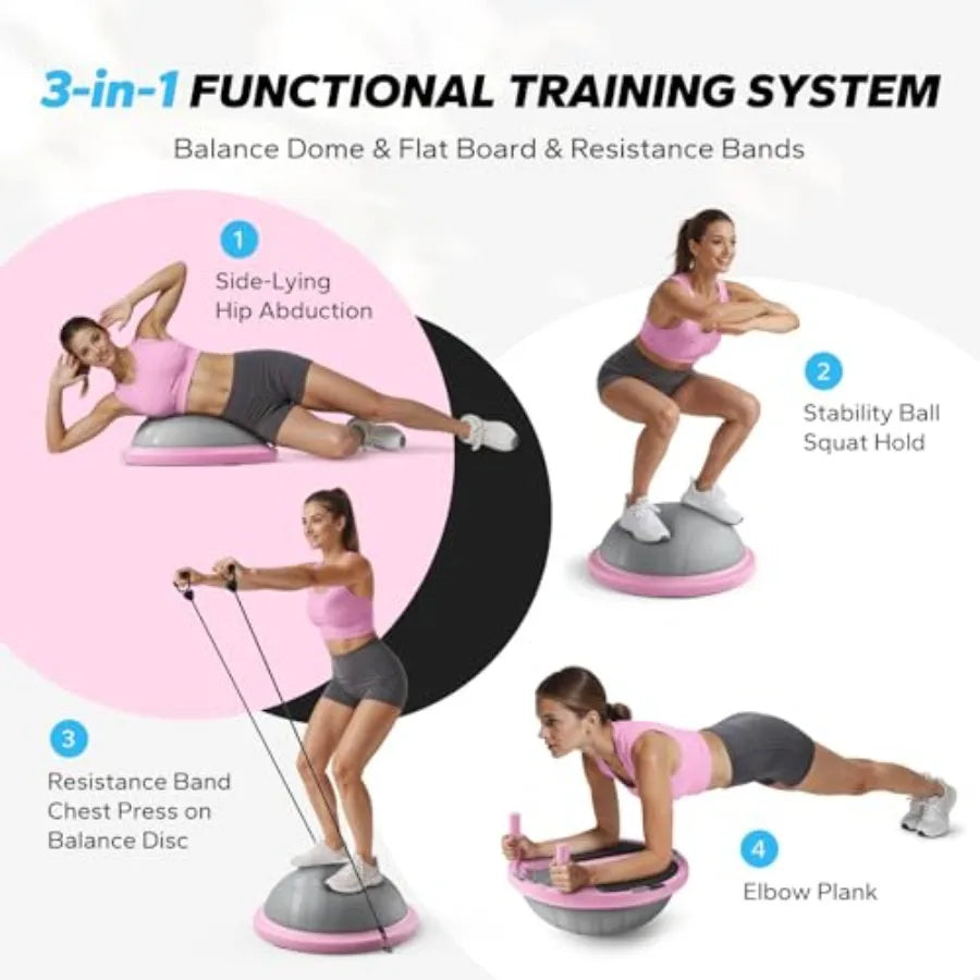 Balance Ball Trainer Half Exercise Ball With Resistance Bands Core