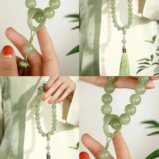 Tibetan Buddhist Jade Stone Mala Bracelet And Necklace Set