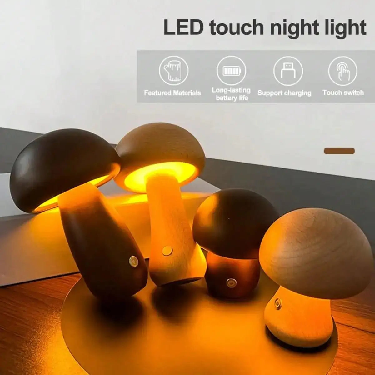 LED Mushroom Table Lamp Dimmable Night Light For Bedroom Decor