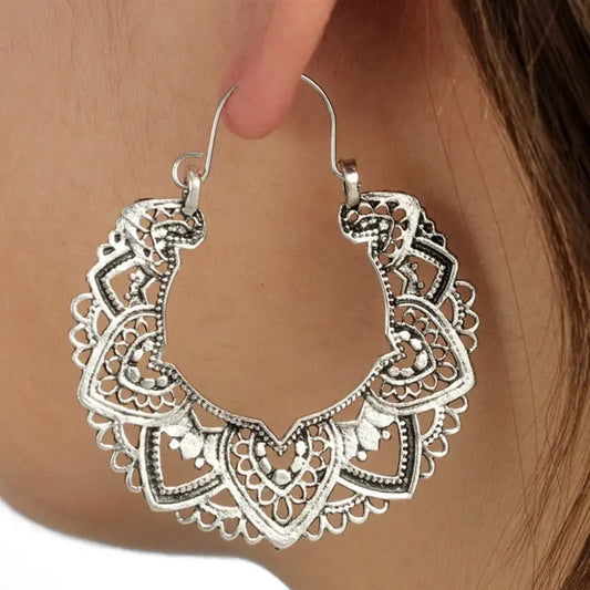 Bohemian Ethnic Hoop Earrings Handmade Vintage Tribal Jewelry For Women
