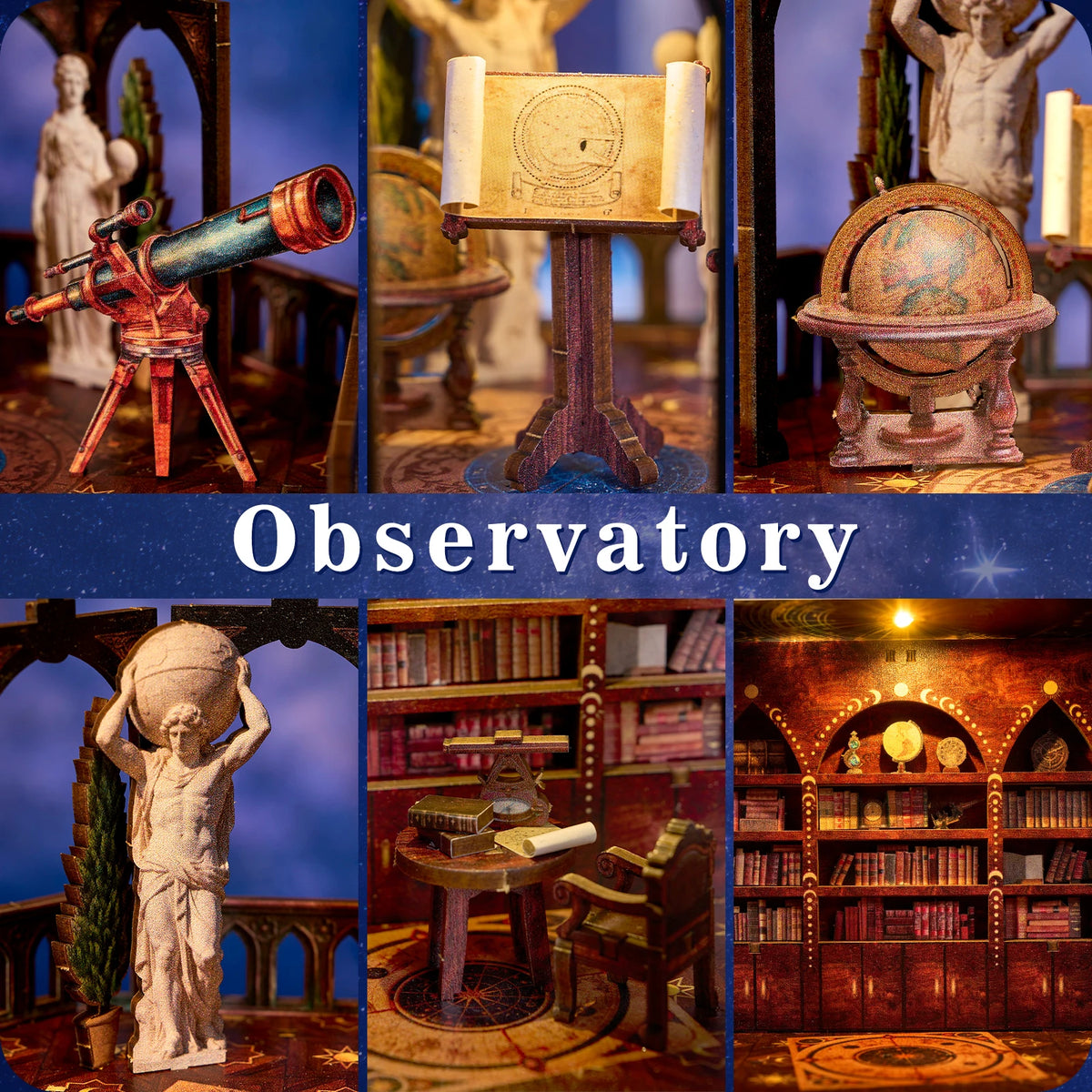 DIY Wooden Observatory Book Nook Puzzle Kit Home Decor Gift