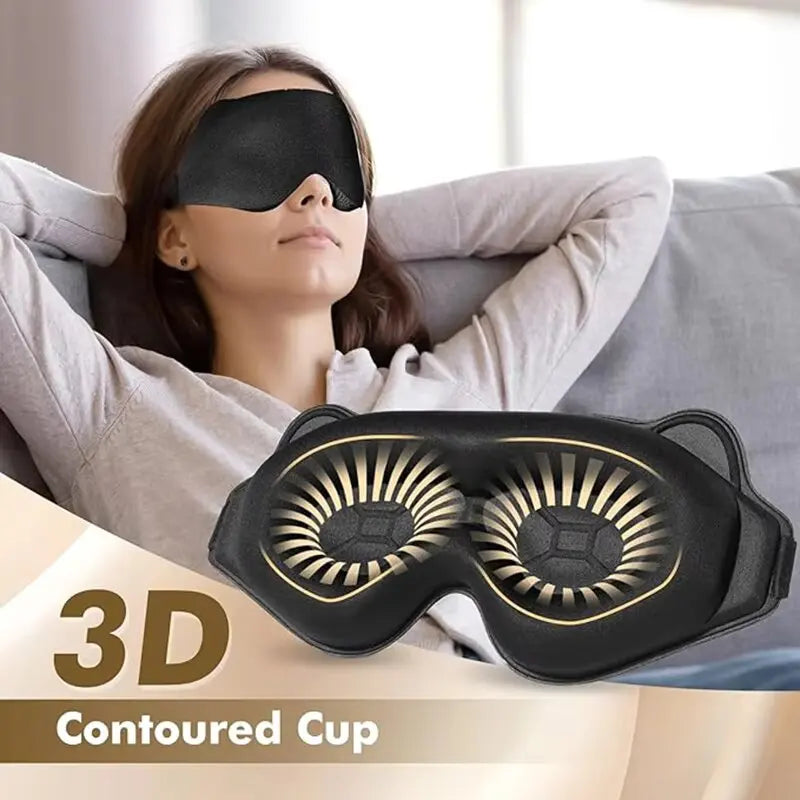 Weighted 3D Contoured Sleep Eye Mask With Soft Cotton Blend