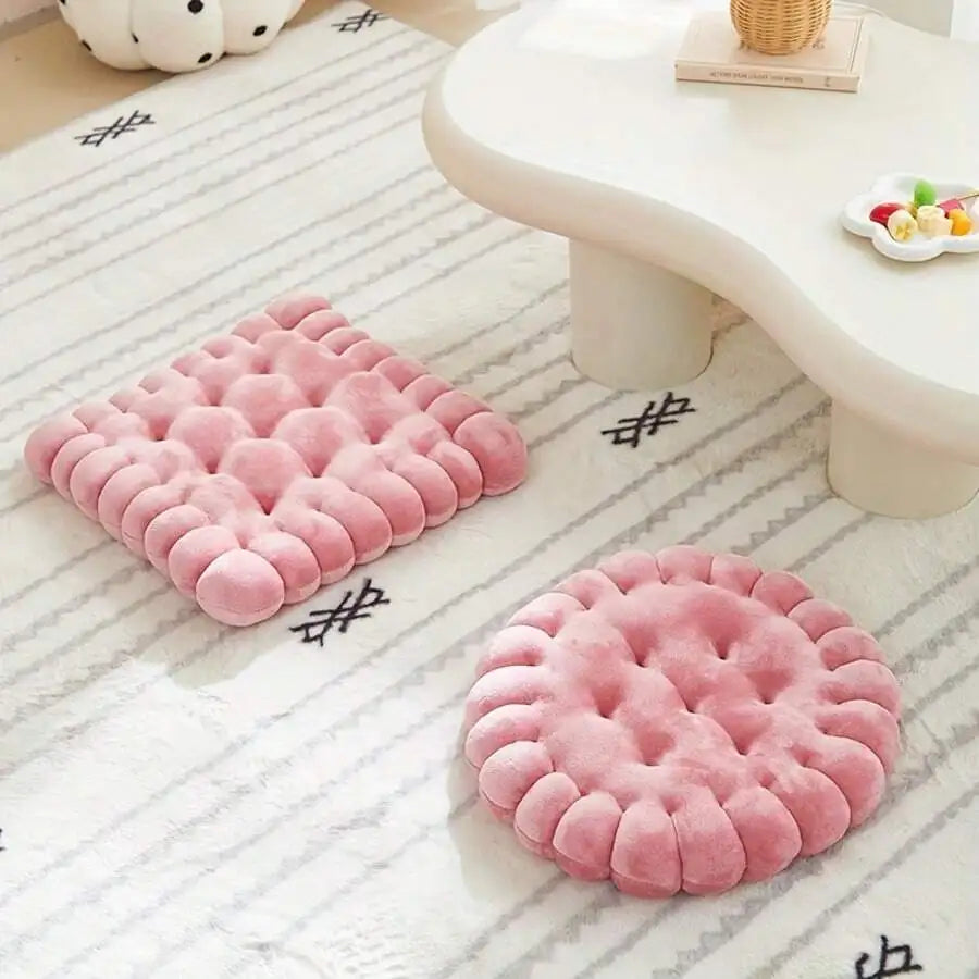 Biscuit Shaped Meditation Cushion Breathable Cotton Floor Pillow