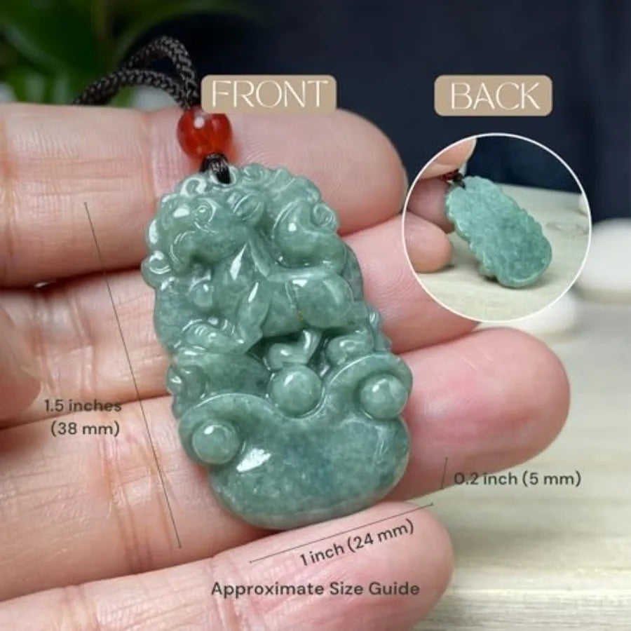 Natural Jade Necklace Real Jade Chinese Zodiac Charm Engraved Jewelry