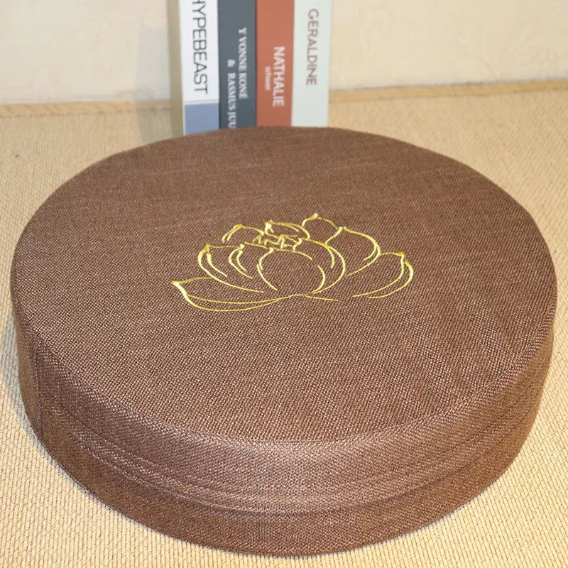 Meditation Linen Cushion Lotus Texture Backrest Pillow