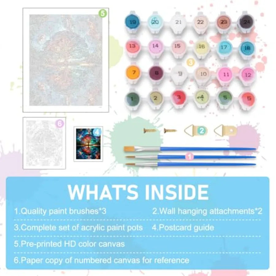 Tree of Life Acrylic Paint by Number Kits on Canvas for Adult Beginners
