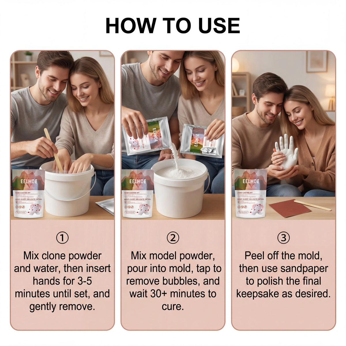 DIY Plaster Hand Mold Casting Kit For Couples Handholding Sculpture