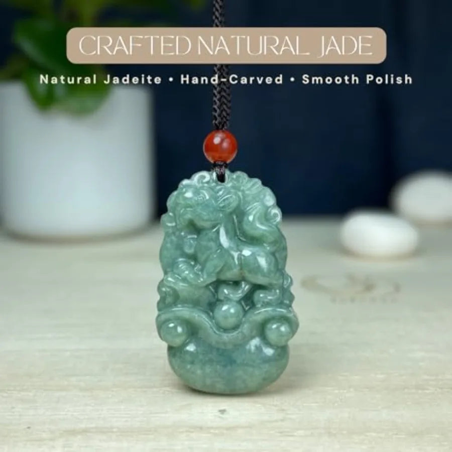 Natural Jade Necklace Real Jade Chinese Zodiac Charm Engraved Jewelry