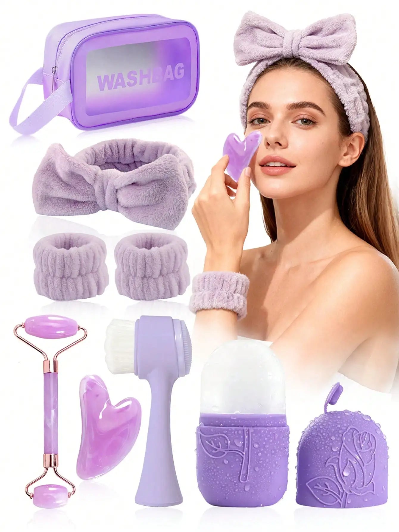 Facial Massage Tool Kit 3-Piece Set: Face Roller And Cupping