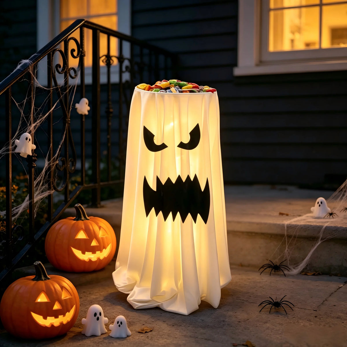 Halloween Ghost Candy Holder Standing Treat Bowl Outdoor Decoration