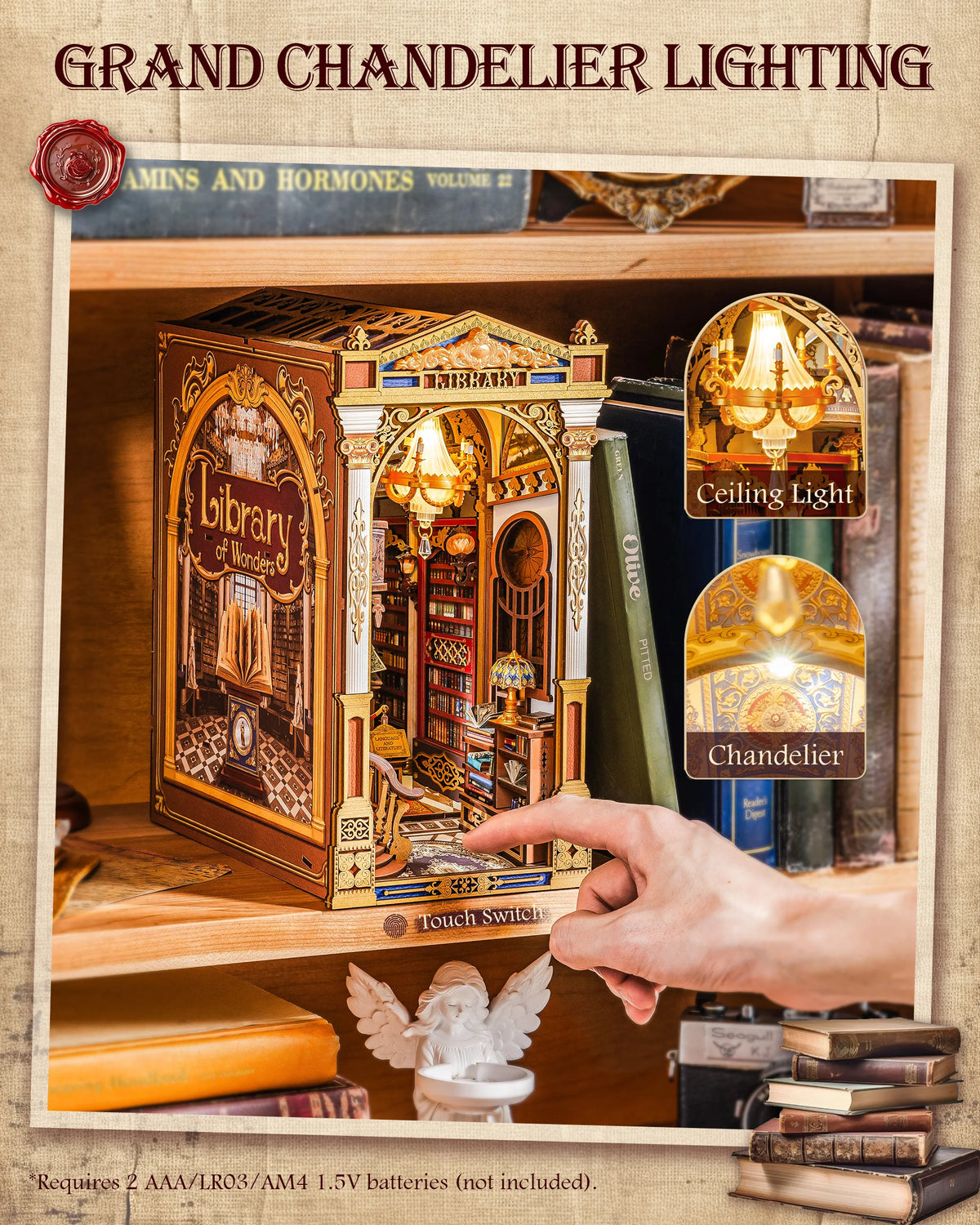 Rolife Library Of Wonders Book Nook 3D Wooden Puzzle Kit