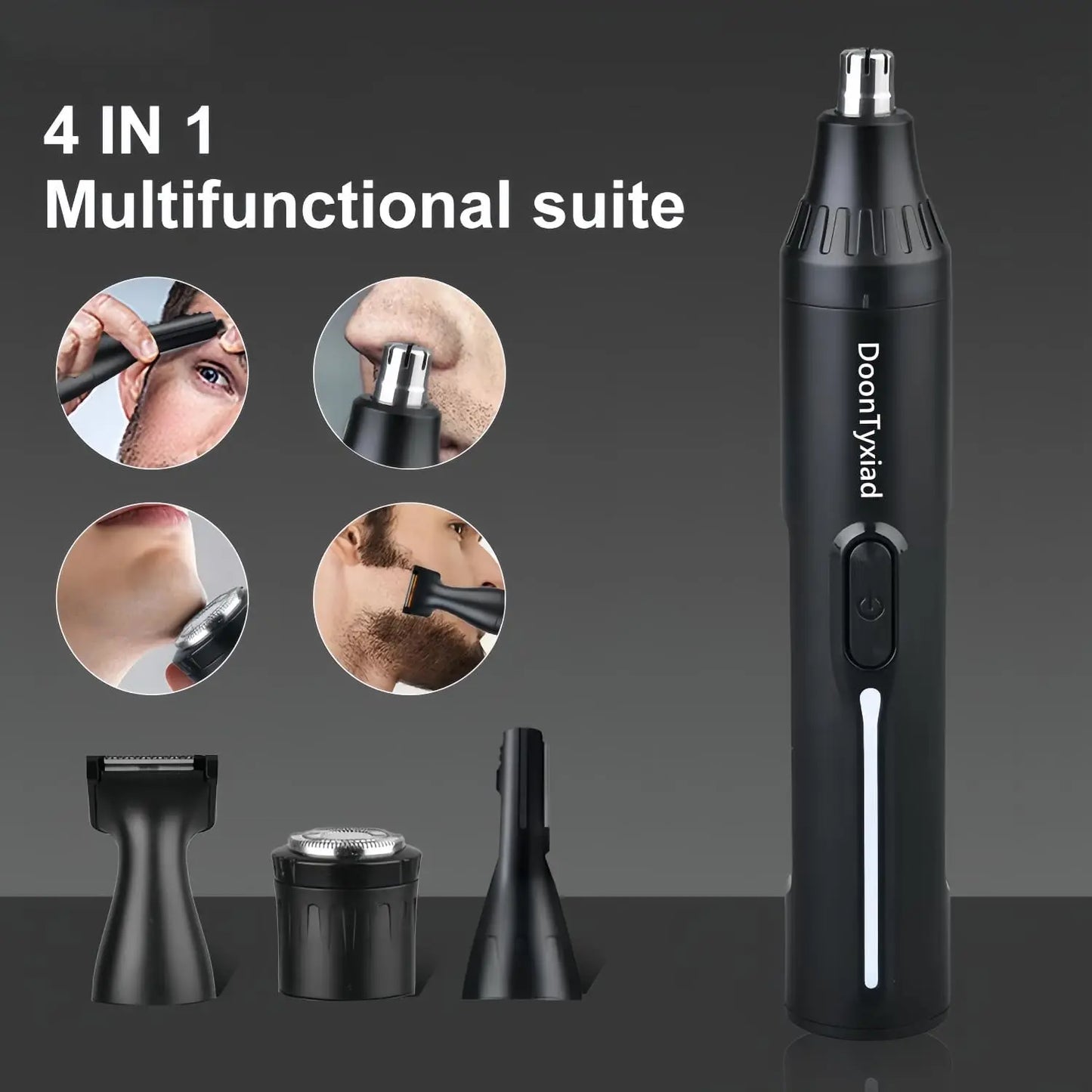Rechargeable 4-in-1 Hair Trimmer for Men and Women, Painless Eyebrow & Facial Grooming with Powerful Motor