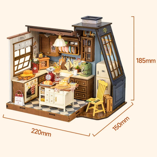Robotime DIY Miniature Baking Kitchen Dollhouse Book Nook Kit