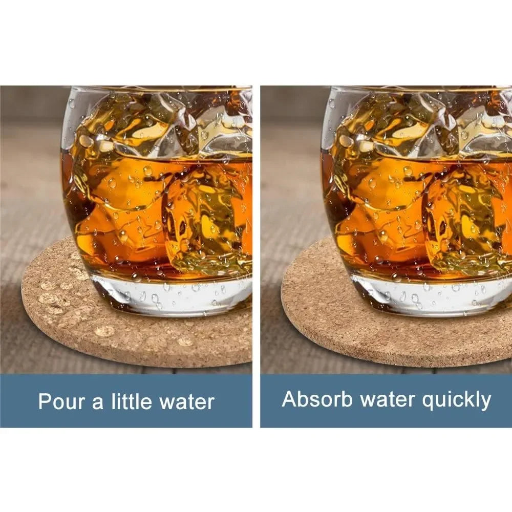 Absorbent Cork Coaster Set With Holder For Drinks Housewarming Gift