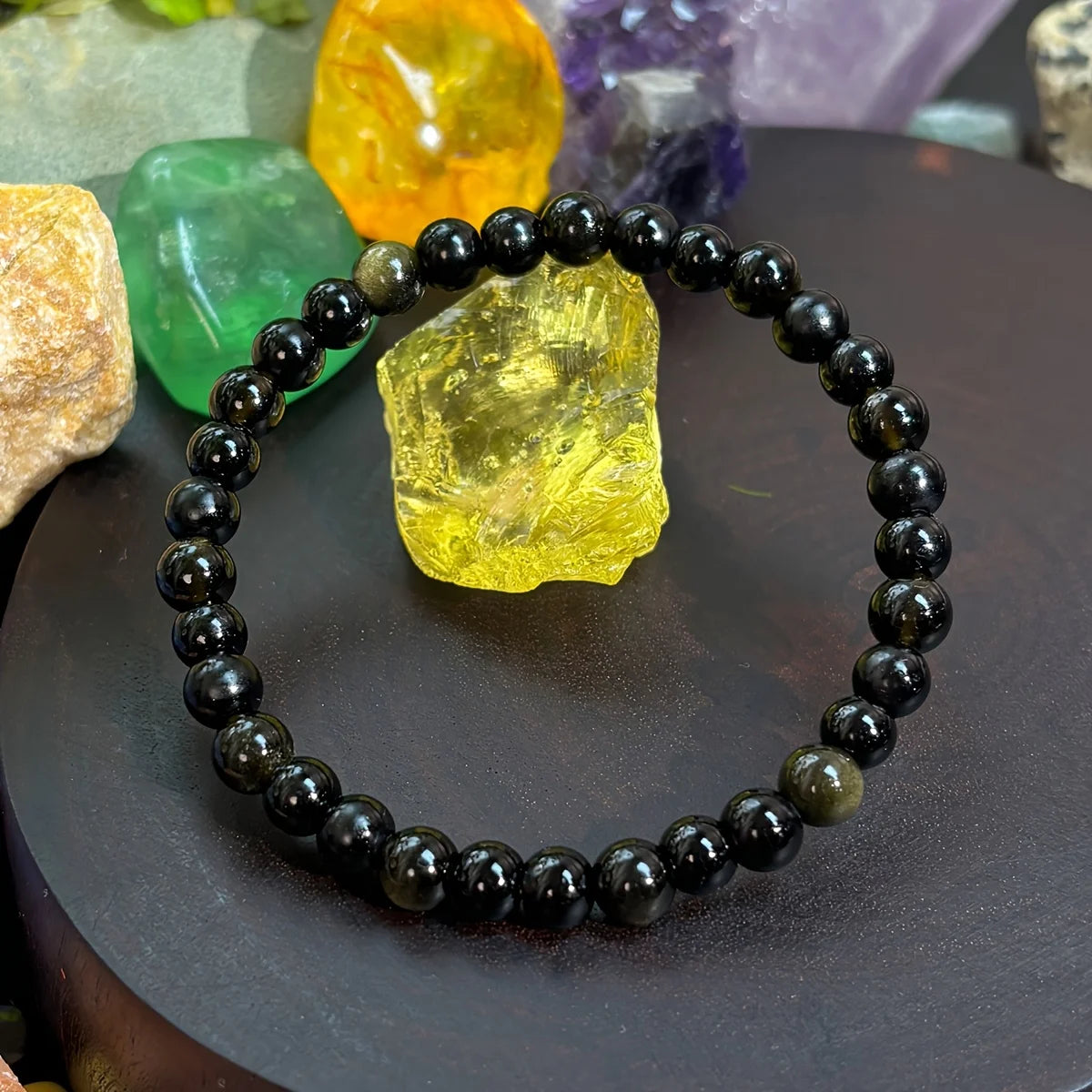 Natural Stone Elastic Bracelet With Triple Protection Features