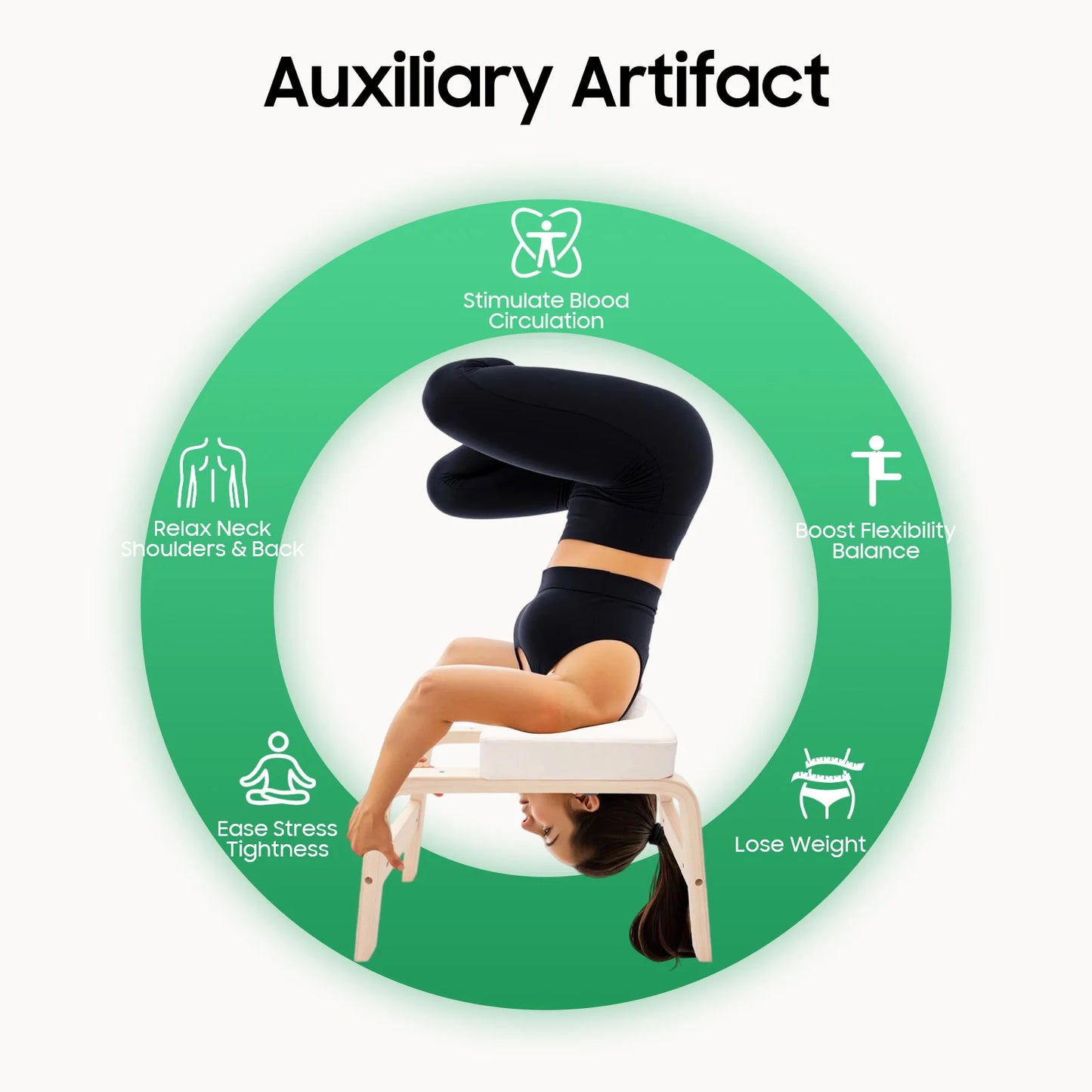Wood Yoga Headstand Bench Inversion Chair Relief Fatigue