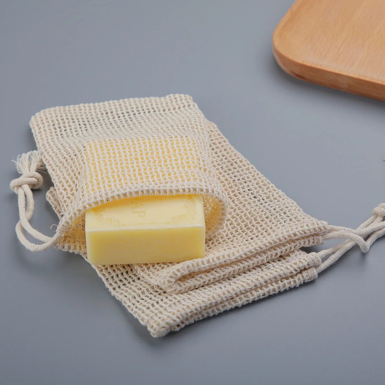 Natural Cotton Soap Saver Bag 3 Piece Eco Friendly Pouch