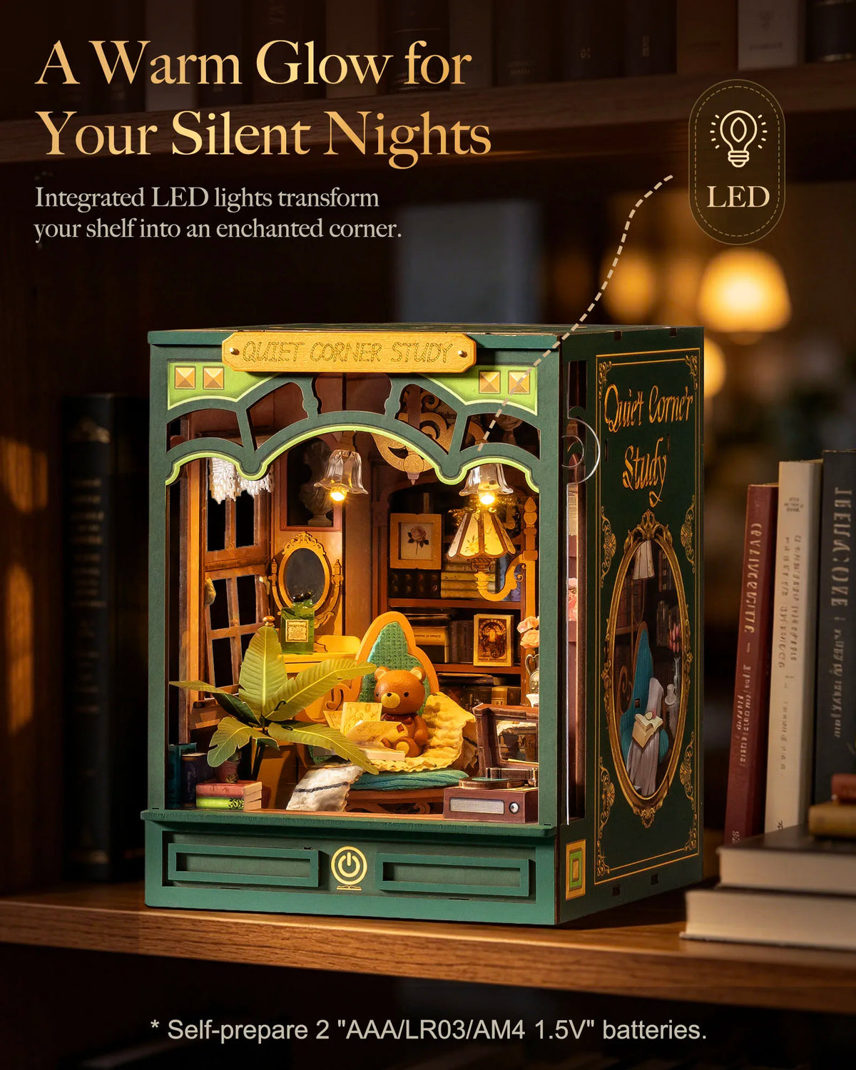 Rolife Quiet Corner Study Book Nook Diy Miniature Model Kit