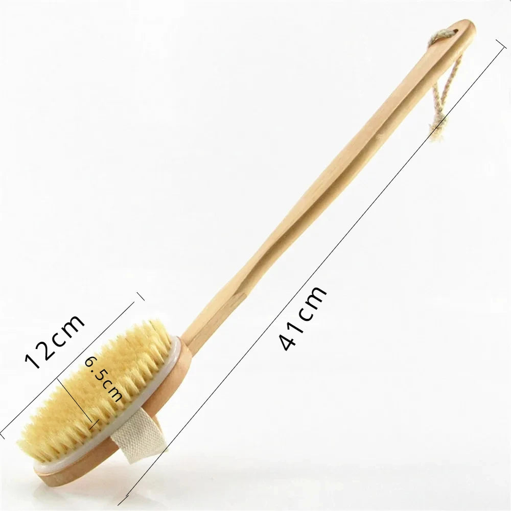Wooden Detachable Long Handle Bath Brush For Back Scrub