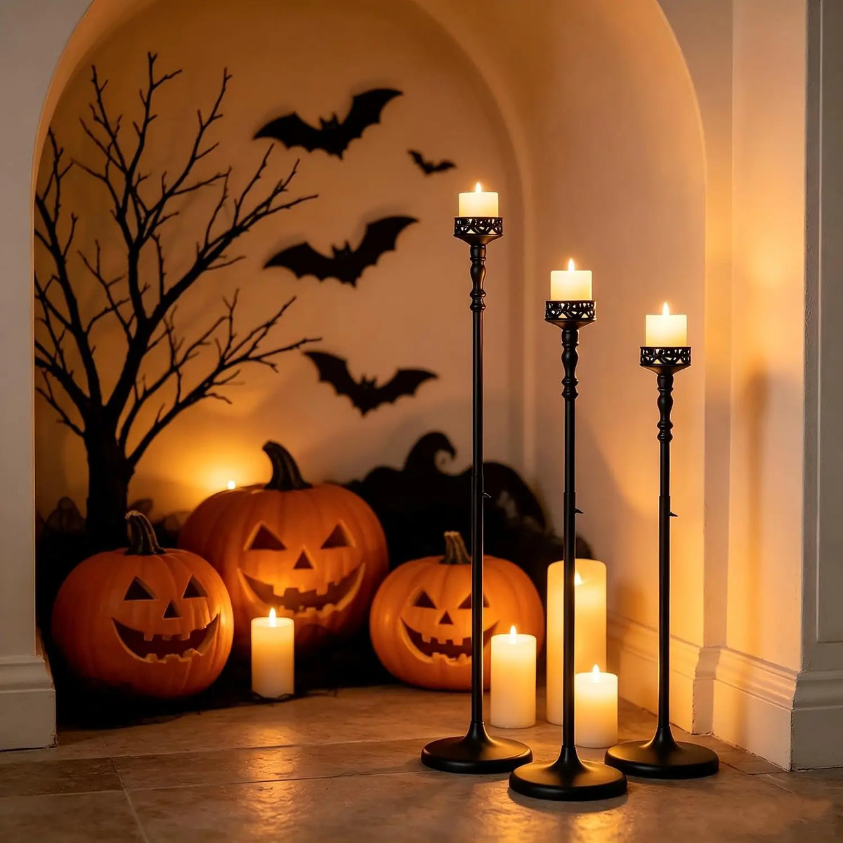 Vincigant Matte Metal Floor Candle Holders For Pillar Candles