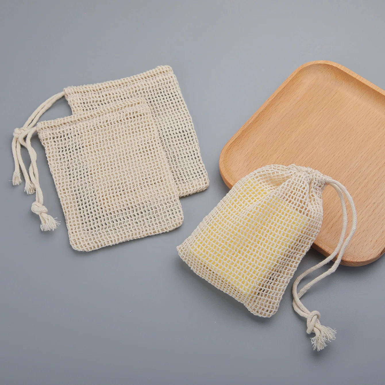 Natural Cotton Soap Saver Bag 3 Piece Eco Friendly Pouch