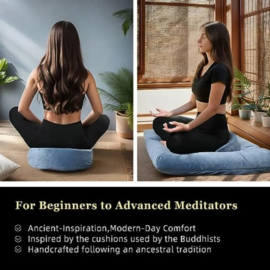Meditation Cushion Set Zafu Zabuton Buckwheat Hull Memory Foam