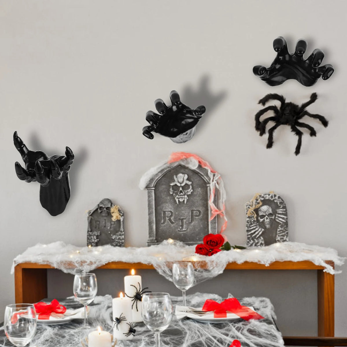 Set Of Three Eerie Reaching Hands Wall Mounted Halloween Decoration