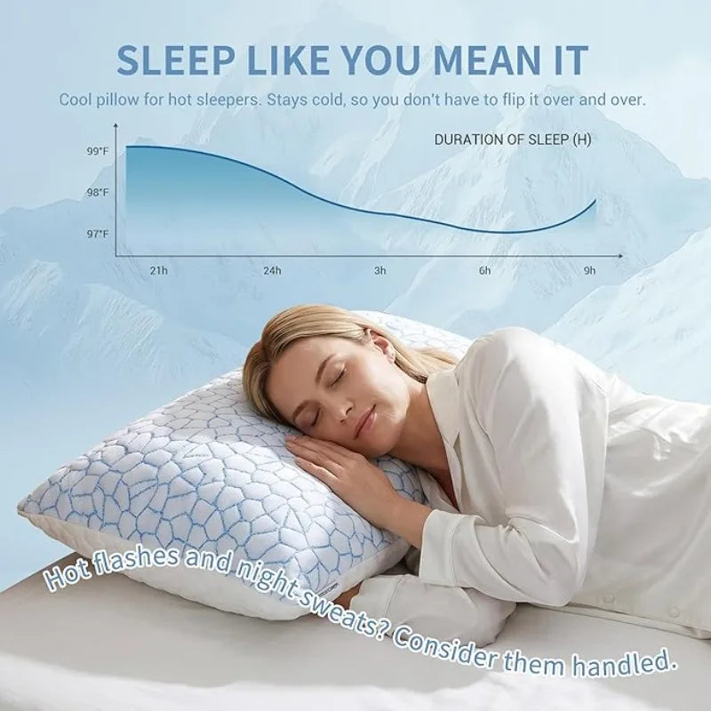 SheRest Cooling Memory Foam Pillow With Ice Silk Cover
