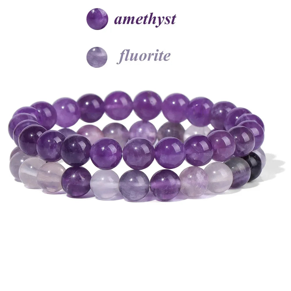 GolbalJew 2-Piece Natural Stone Bead Bracelet Set Unisex Fashion Gift