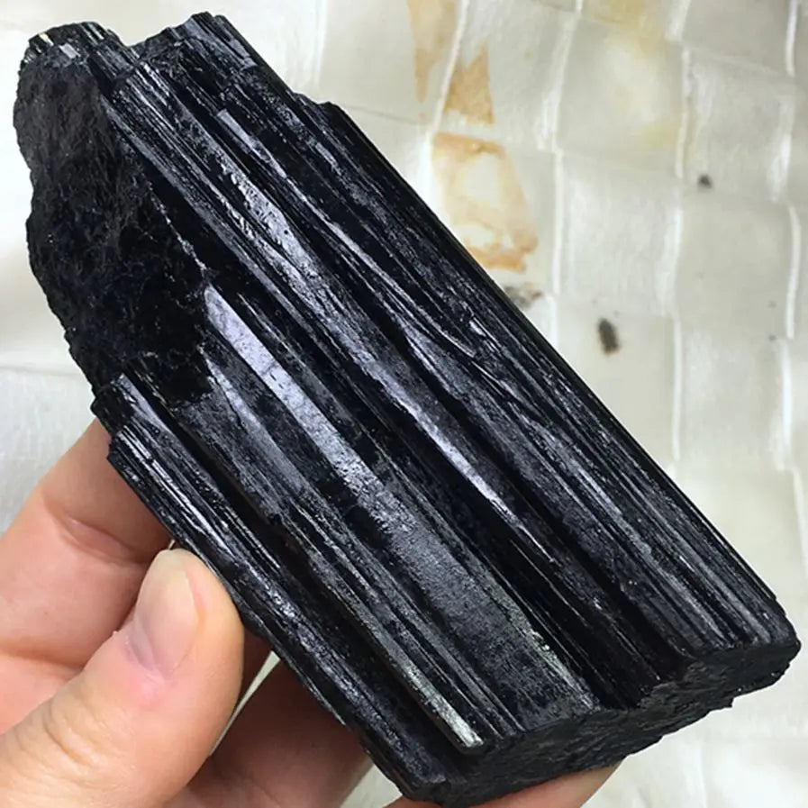 Natural Black Tourmaline Rough Crystal Column Mainland China Origin