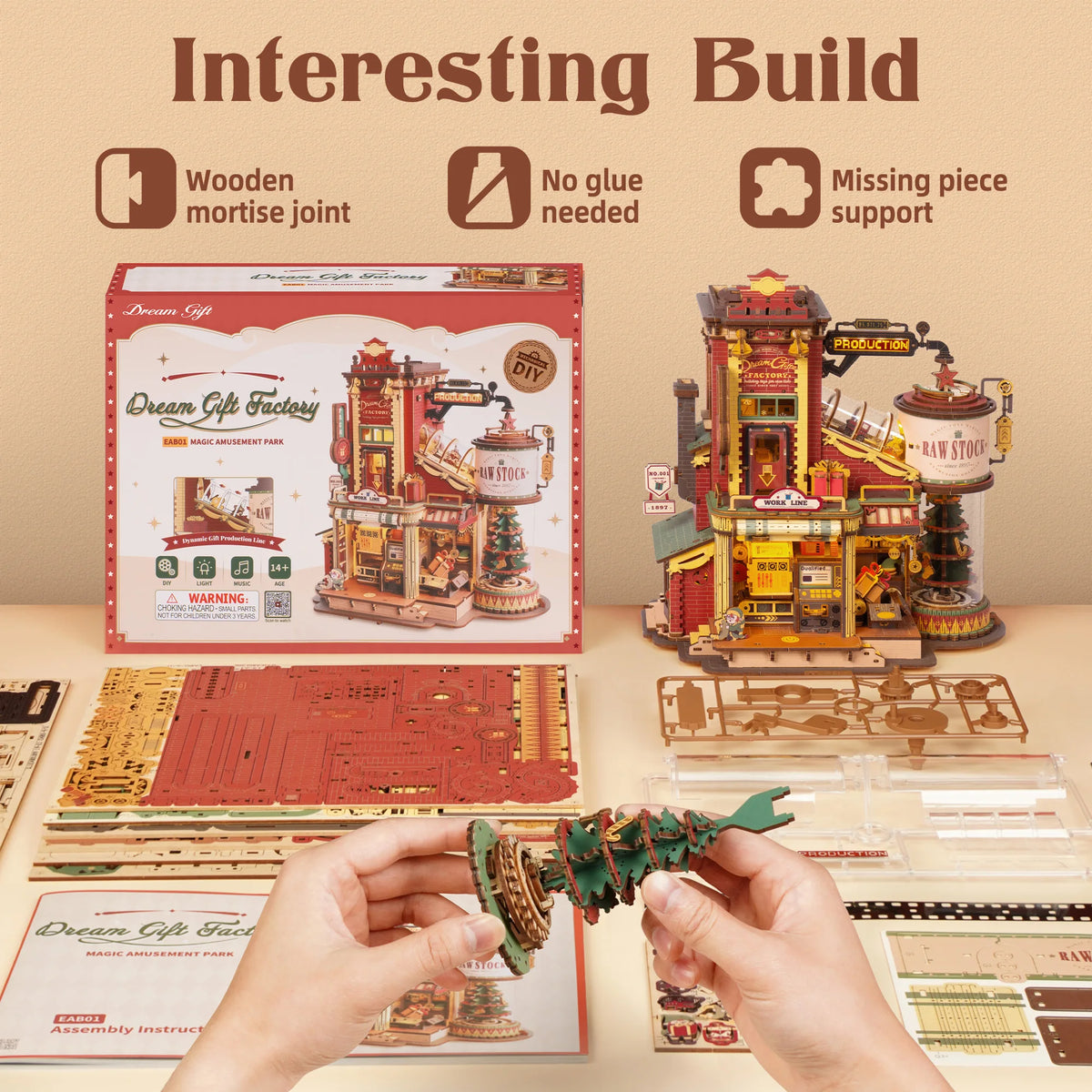ROKR Wooden Mini Dollhouse 3D Puzzle Model Building Kit