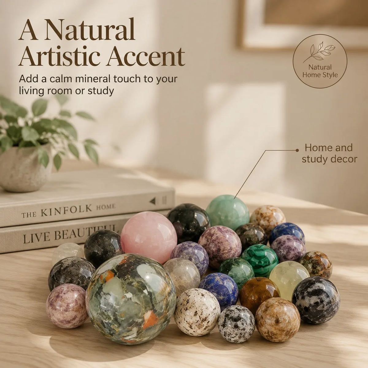 Natural Crystal Ball Mineral Stone Home Office Decoration Collectible Gift