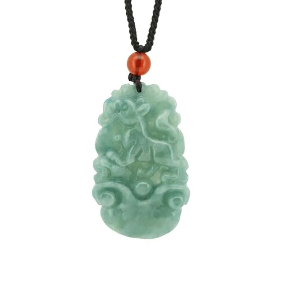Natural Jade Necklace Real Jade Chinese Zodiac Charm Engraved Jewelry