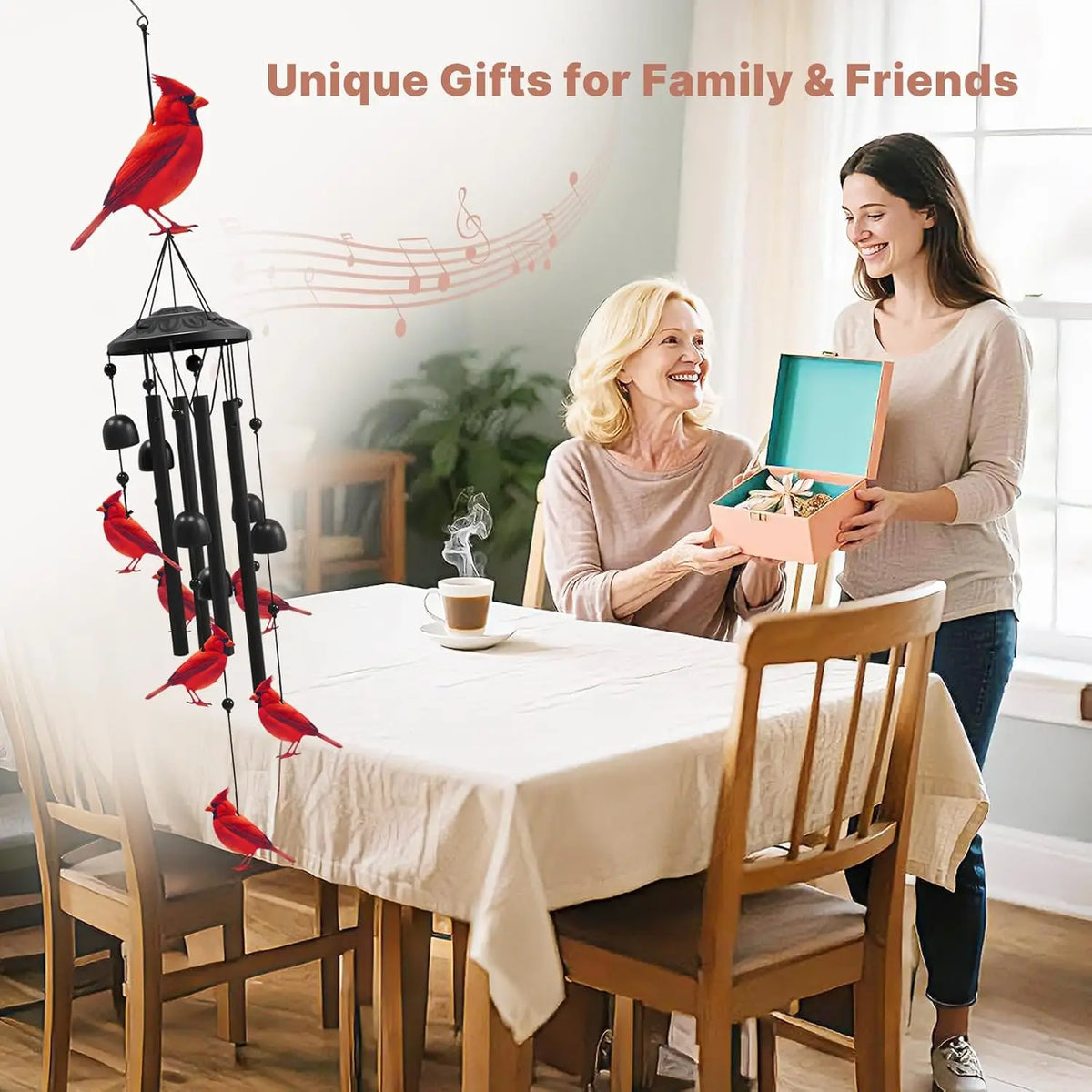 Artistic Cardinal Wind Chimes For Outdoor Garden Memorial Decoration