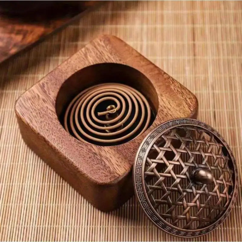 Walnut Wood Incense Holder Square Hollow Burner For Home Use