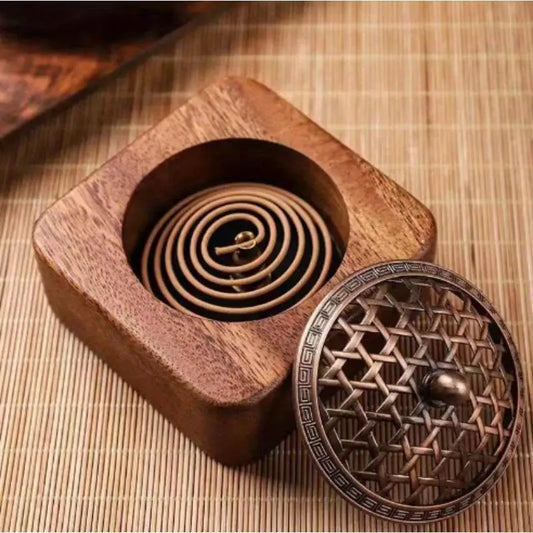 Walnut Wood Incense Holder Square Hollow Burner For Home Use