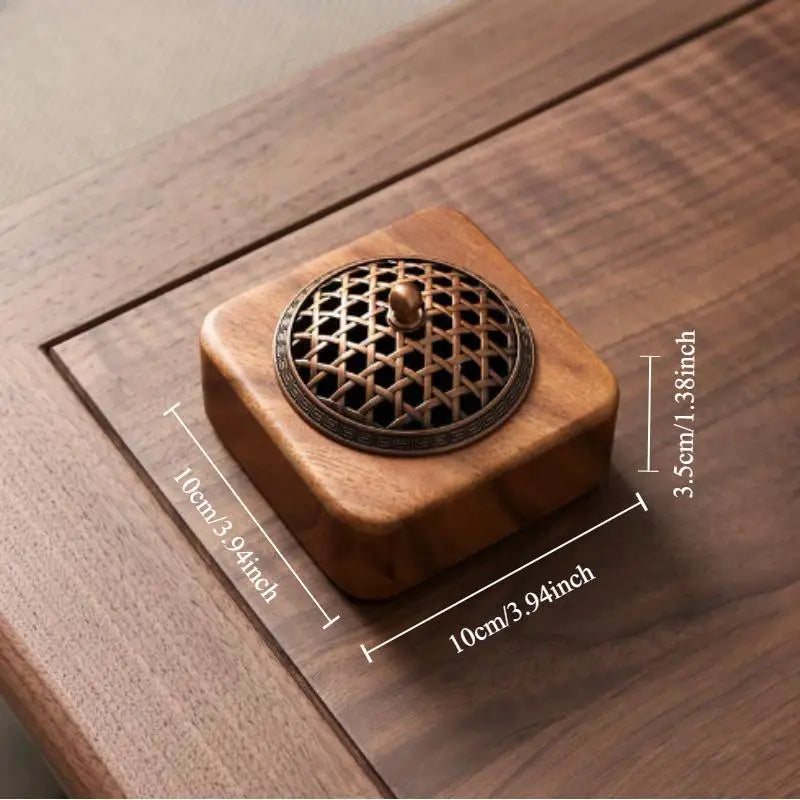 Walnut Wood Incense Holder Square Hollow Burner For Home Use