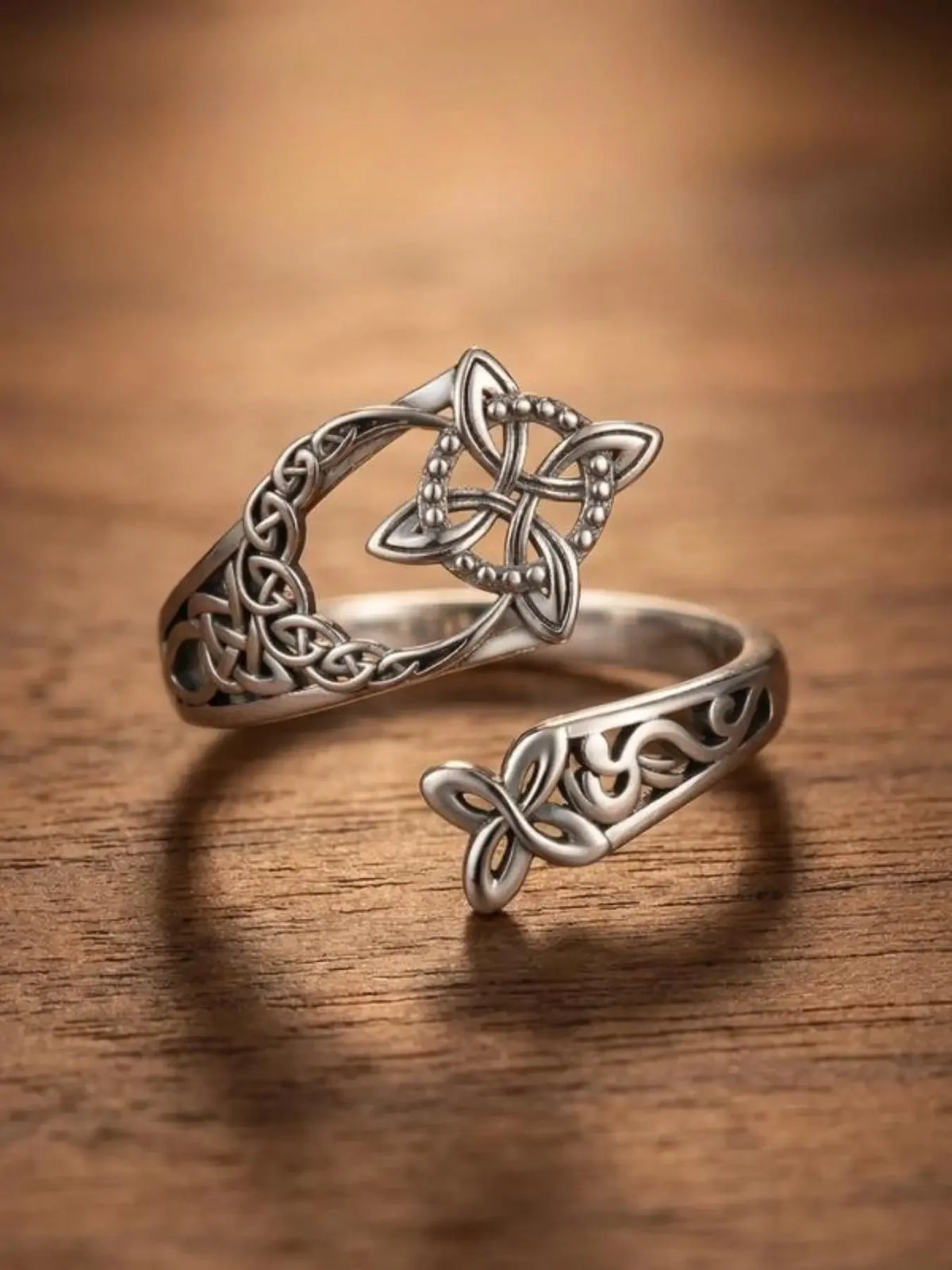 Adjustable Hecate Witch Knot Ring Platinum Plated Copper Spiritual Jewelry
