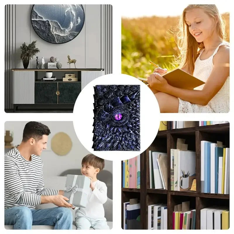 3D Dragon Eye Vintage Embossed Writing Journal For Dragon Lovers