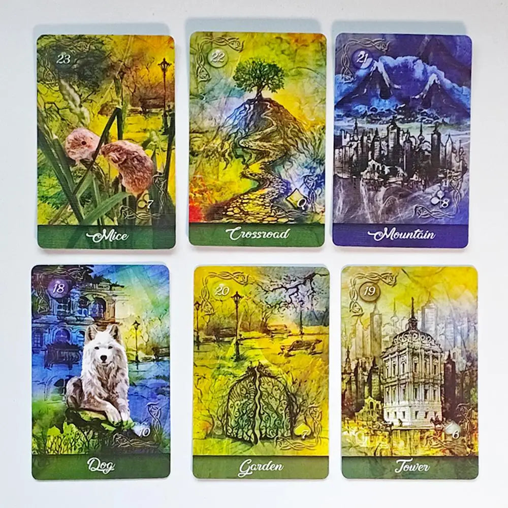 Mirror Truth Lenormand Deck Featuring Fractal Artistry For Divination