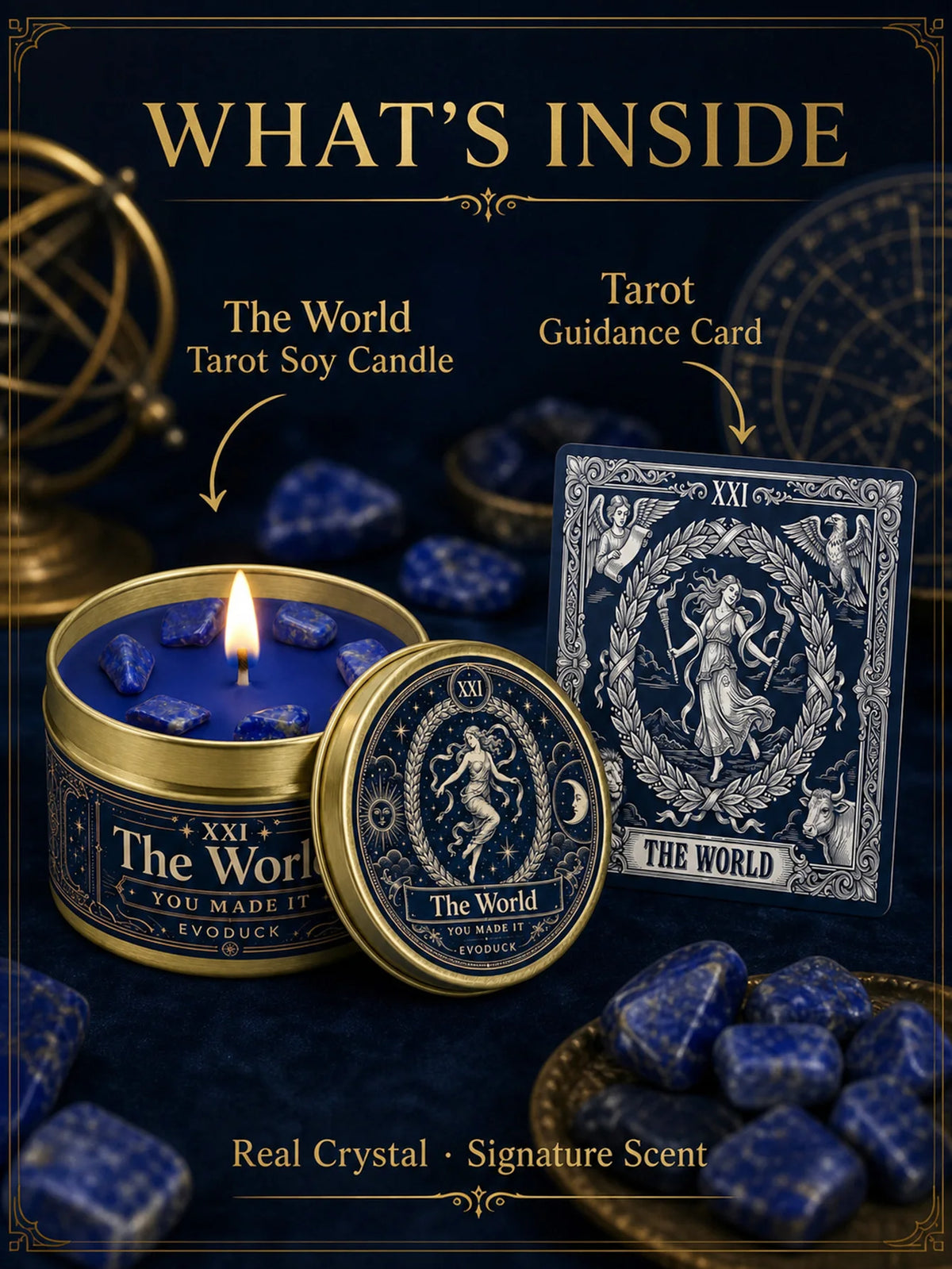 Evoduck The World Tarot Scented Candle For Spiritual Rituals