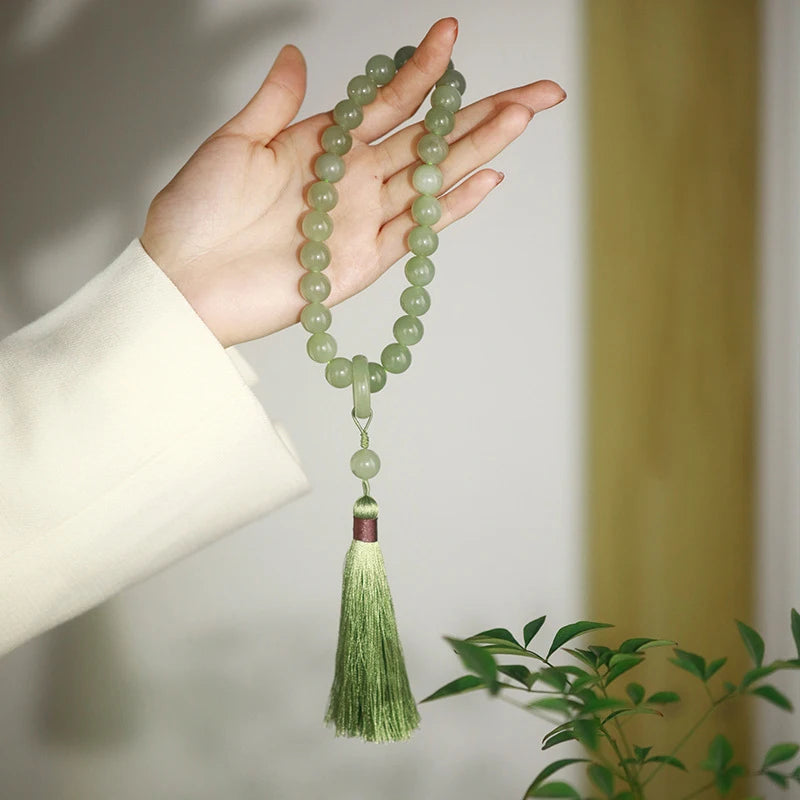 Tibetan Buddhist Jade Stone Mala Bracelet And Necklace Set