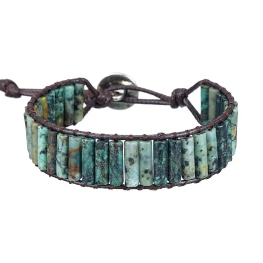 Boho Handmade Natural Stone Crystal Leather Bead Wrap Bracelets Collection
