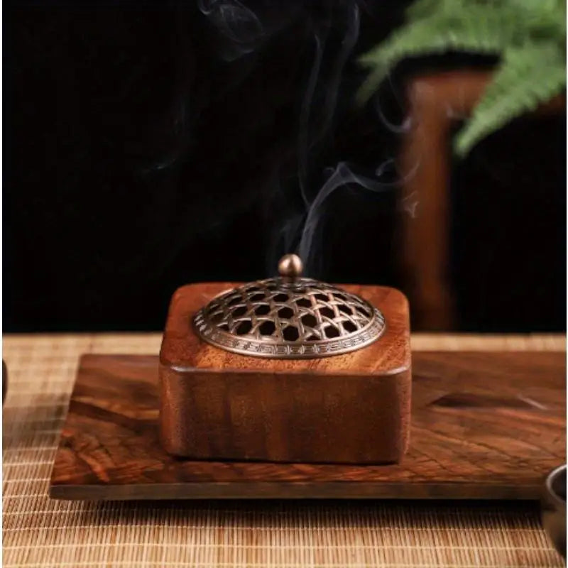 Walnut Wood Incense Holder Square Hollow Burner For Home Use
