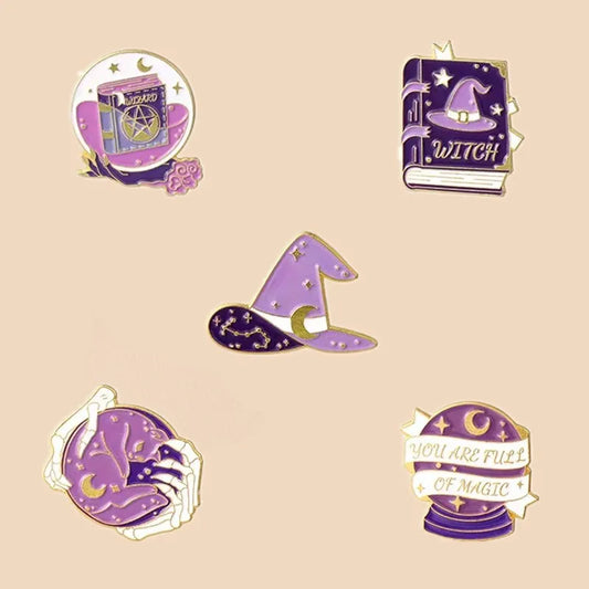 Pinsalot Witch Cat Enamel Pin Magic Hat Crystal Ball