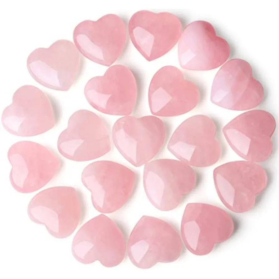 Rose Quartz Heart Crystals Natural Healing Stones Pocket Gems